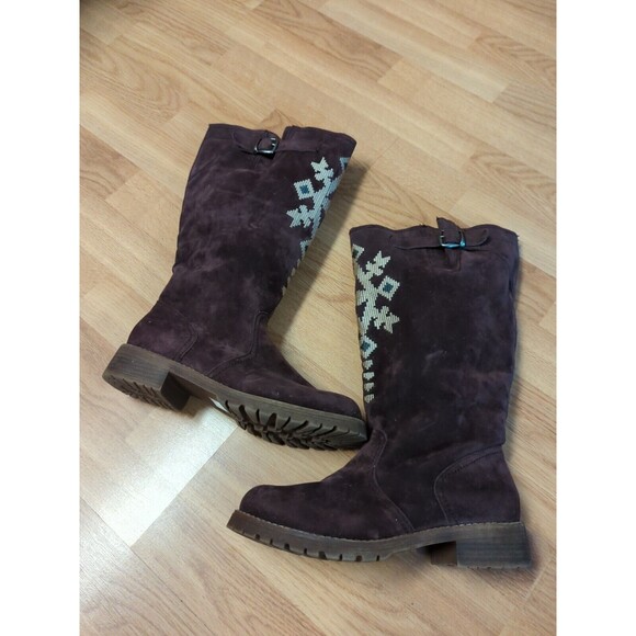 Muk Luks Barbie Boots Womens 9 Dark Purple Southwest Snowflake Faux Suede - Picture 5 of 11